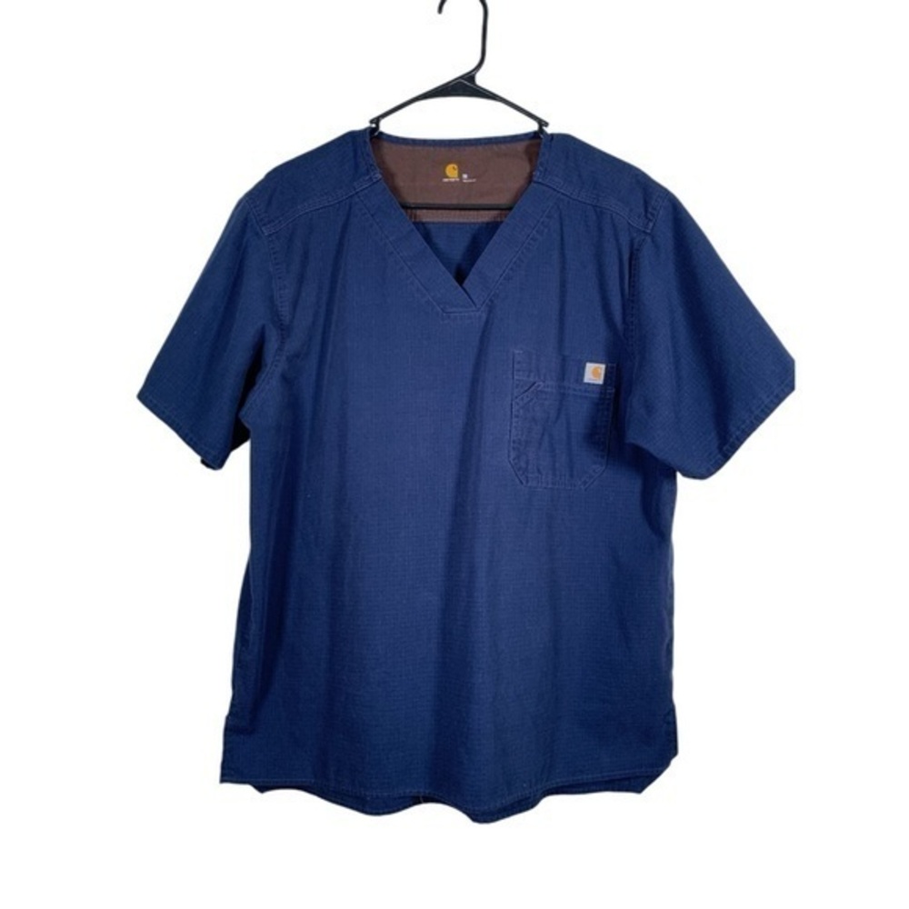 Carhartt Navy Blue V-Neck Scrub Top Size Medium EUC #DS-1513